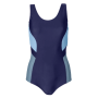 Lykke R badedragt med topfoer, lavt ben og høj u-ryg til kvinder - Marine/Lyseblå