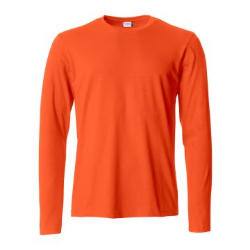 Clique Basic Bomuld t-shirt med lange ærmer til mænd - Blood orange