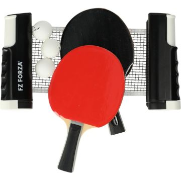 Forza Bordtennissæt - 2 bat + 3 bolde + net - Rød/Sort/Hvid