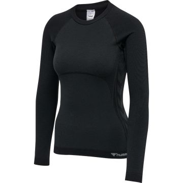 Hummel SEAMLESS TIGHT T-SHIRT L/S til kvinder - Black Melange