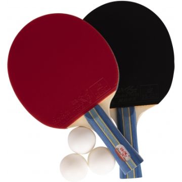 Doublefish 2 x bordtennisbat + 3 x bolde