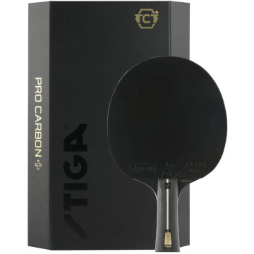 Stiga 5-Stjernet Pro Carbon+ Bordtennisbat - Sort
