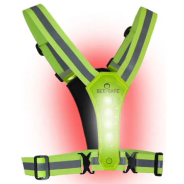 Bee-Safe LED Refleksvest m. Plads til Telefon - Lime