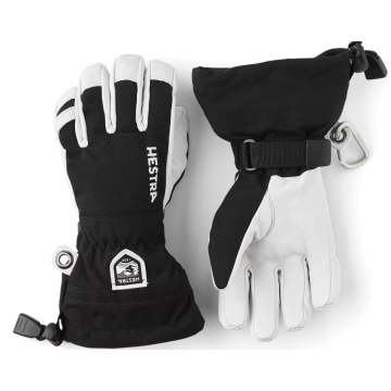 Hestra Army Leather Heli 5-Finger Skihandsker til børn - Sort/Hvid