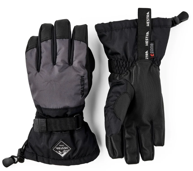 Hestra Gauntlet Czone 5 Fingers Skihandsker til børn Black/Graphite - 10-11 år str (140-146) - Sort/Grå